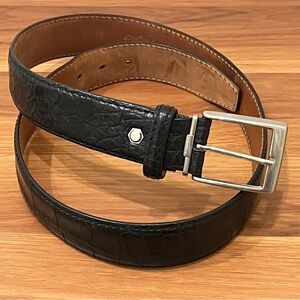 Roger Ximenez Belt Genuine Alligator Leather Brass Buckle Mens 35-39 Black